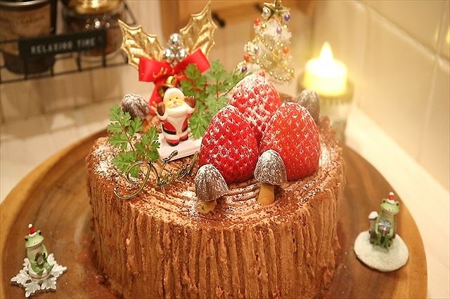 チョコレート切り株クリスマスケーキの作り方 レシピ ブッシュドノエル コリスのお菓子作りブログ